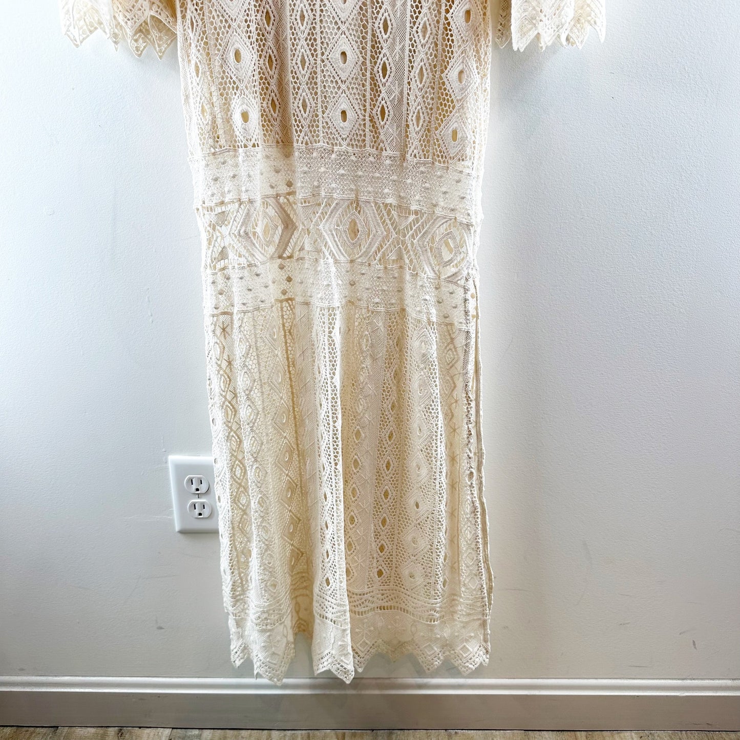 Jen’s Pirate Booty Chaouen Lace Crochet Boho Maxi Dress Ivory XS