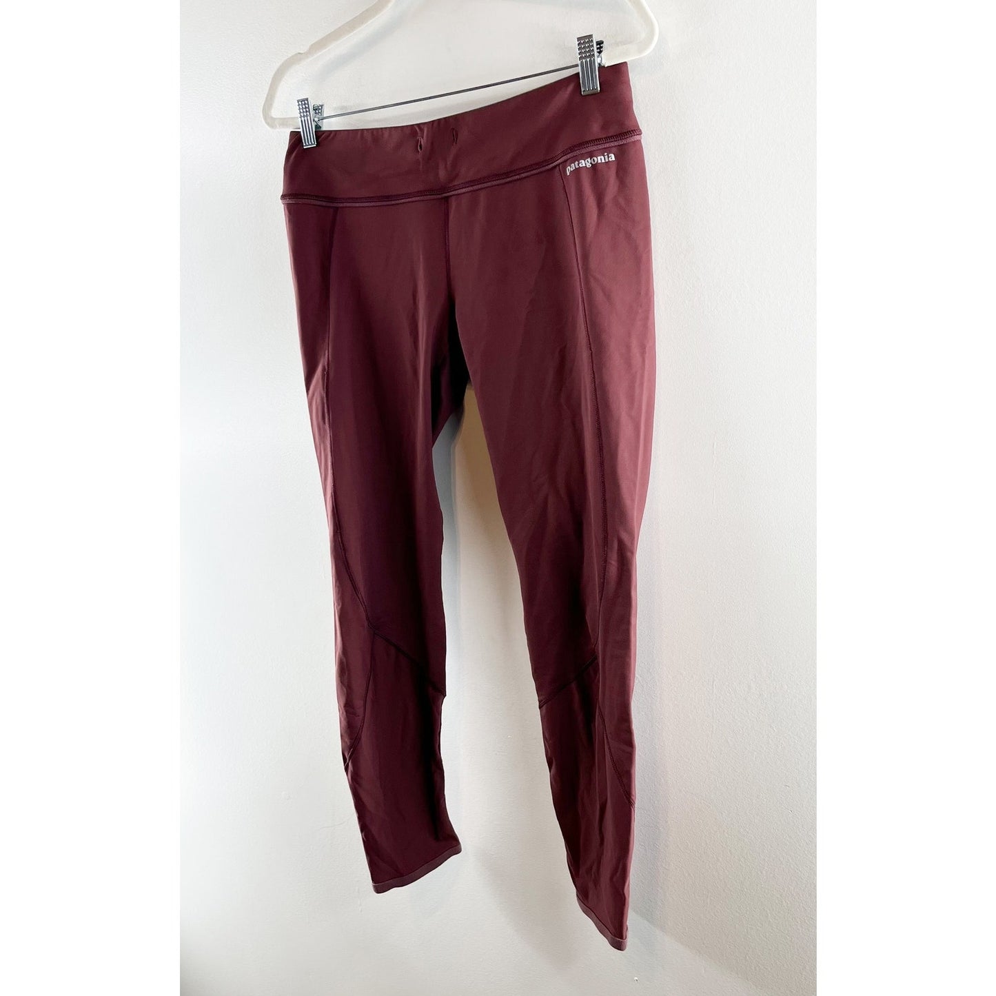 Patagonia Pull On Elastic Waist High Rise Ankle Leggings Clay Maroon Large