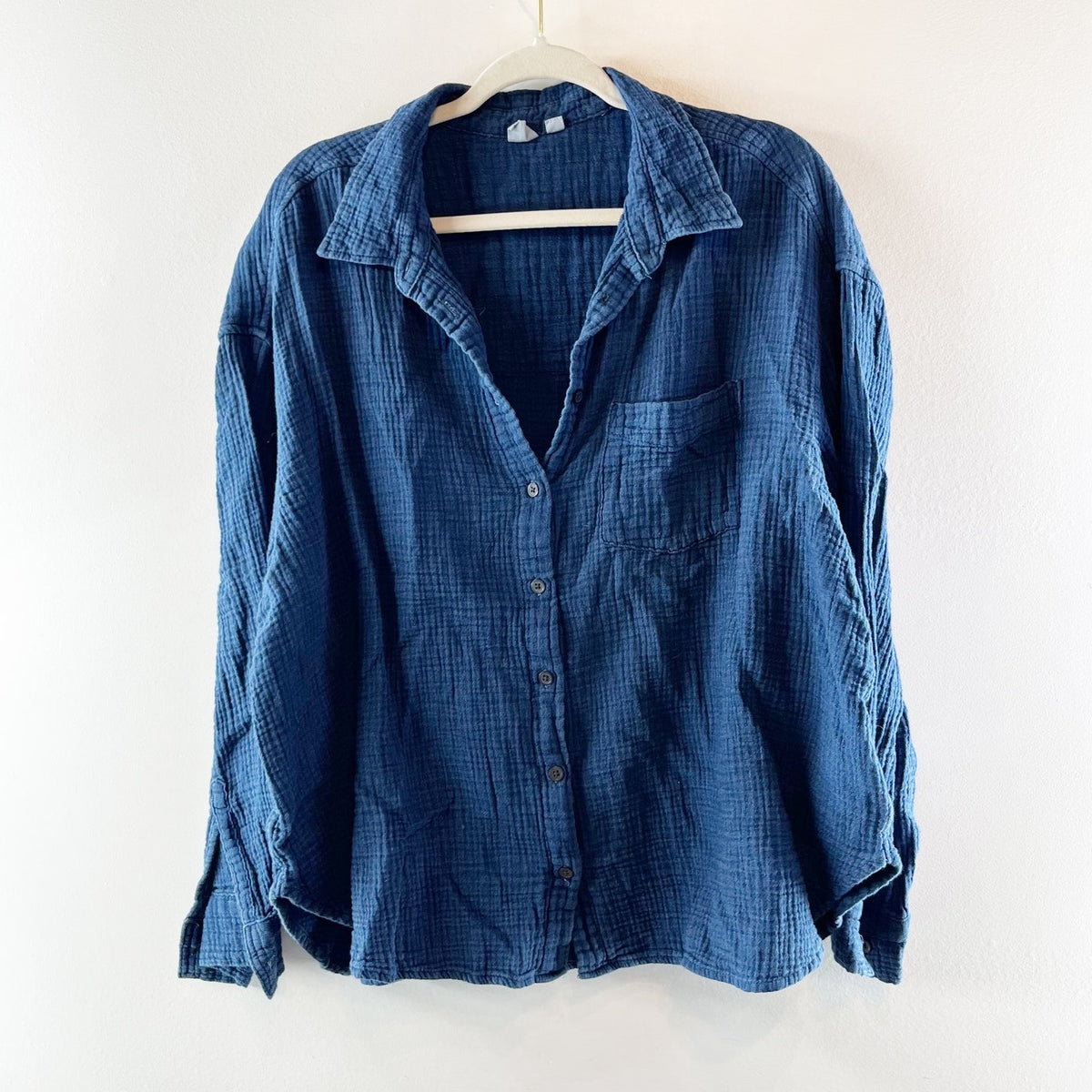 GAP Muslin Long Sleeve Chest Pocket Button-Up Shirt Top Dark Blue XXL