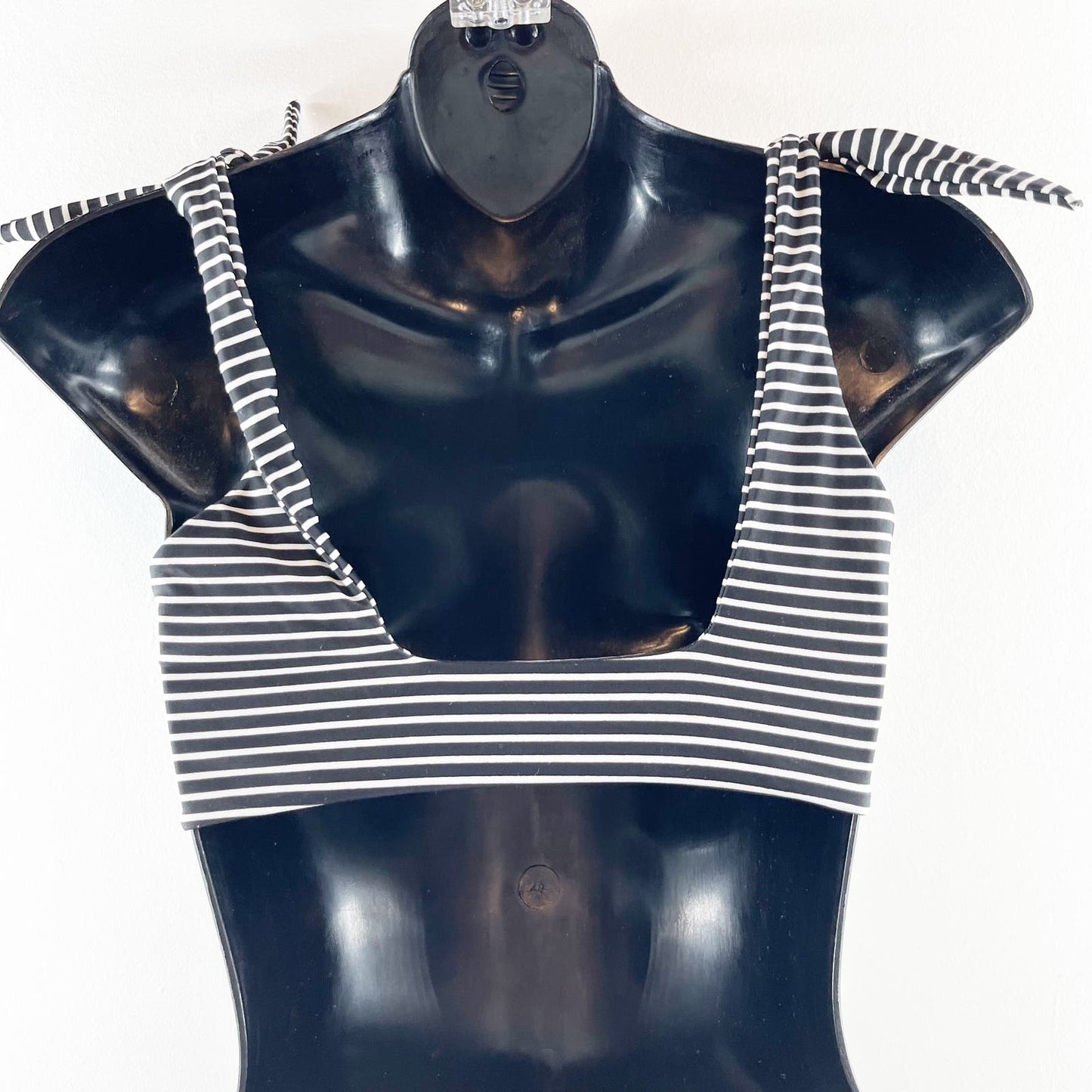 MIKOH Jamaica Bikini Top and Zuma Striped Bottoms Swimsuit Black White Medium
