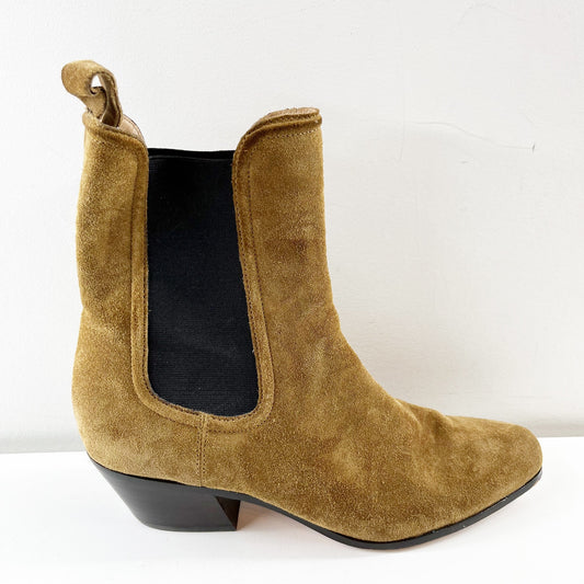 Veronica Beard Lada Suede Chelsea Boots Booties Snip Toe Brown 9