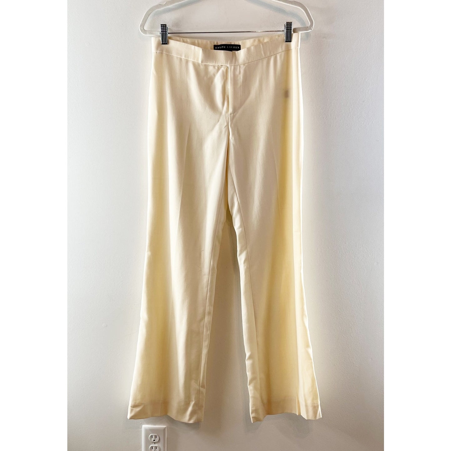 Ralph Lauren Mid Rise Straight Leg Wool Trouser Dress Pants Ivory Cream 6