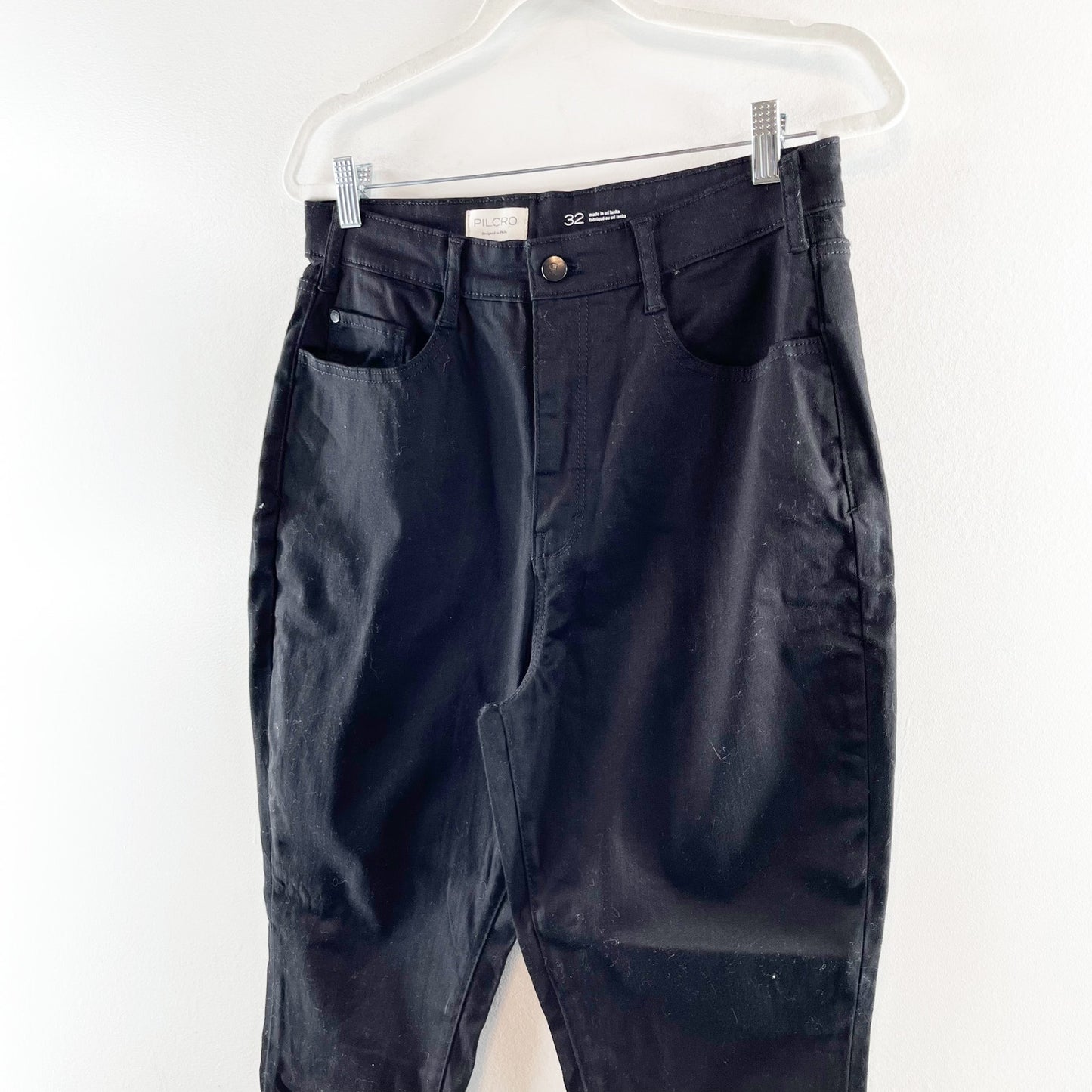 Pilcro by Anthropologie Knightsbridge Slim Tuck High Rise Ankle Jeans Black 32