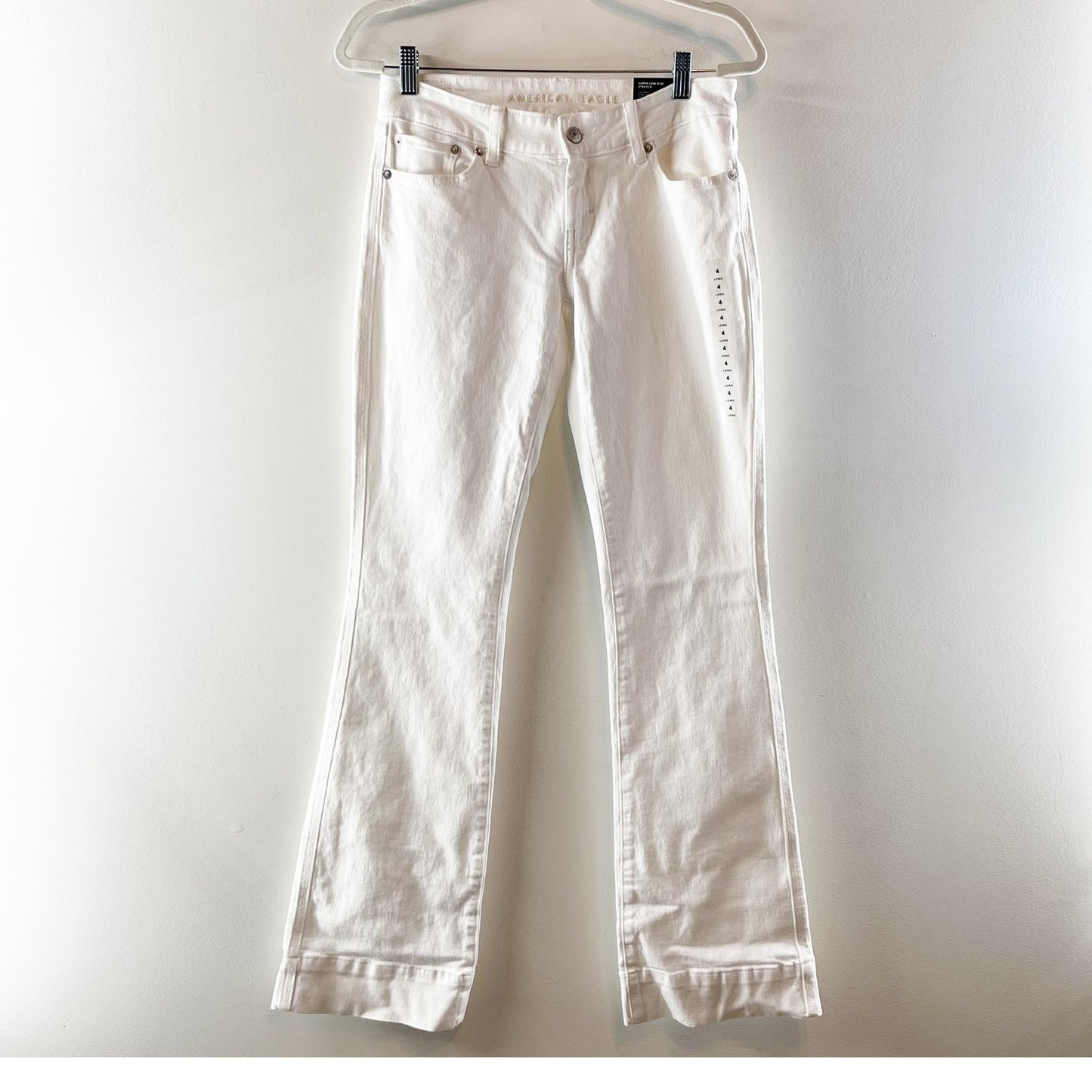 American Eagle Outfitters Super Low Rise Kick Bootcut Jeans White 4 Long