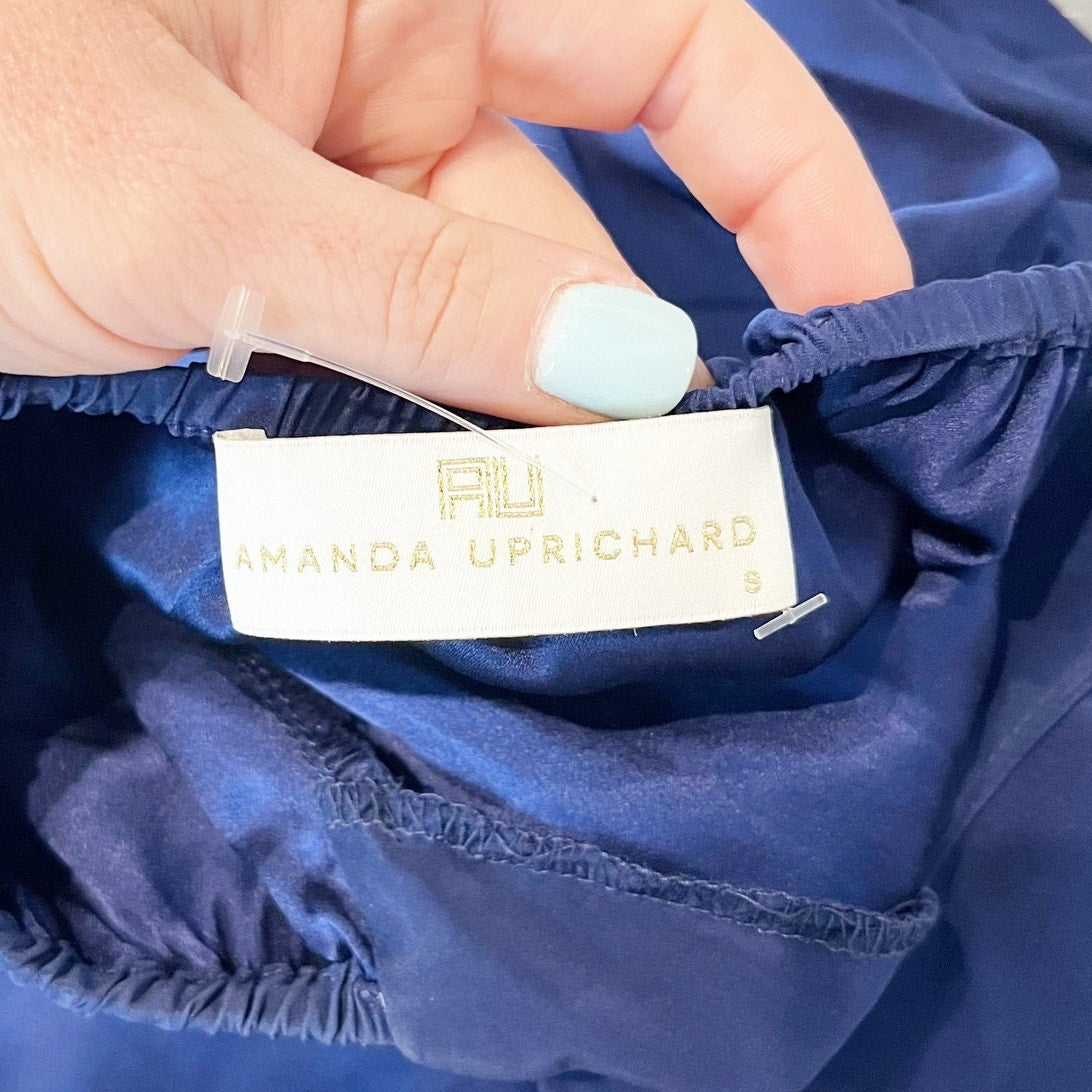Amanda Uprichard Chain Silk Halter Tank Top Blue Small