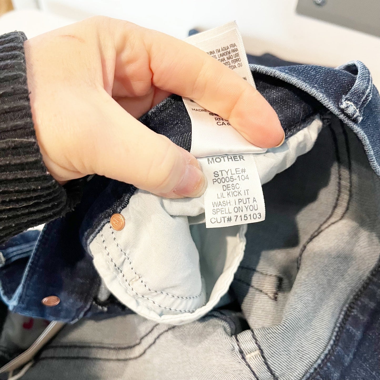 Mother Lil' Kick It Petite Bootcut Jeans in I Put A Spell On You Blue 32 / 14