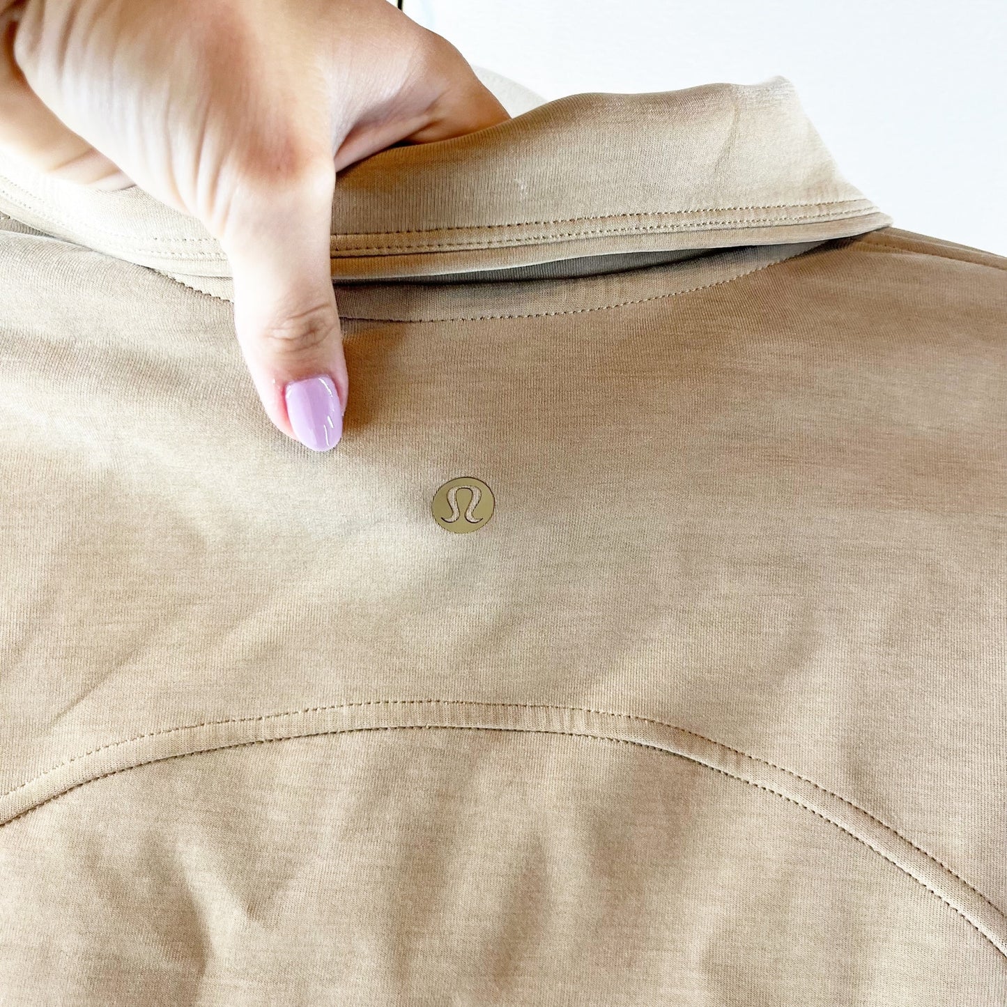 Lululemon Brushed Softstreme Half Zip Cropped Pullover Sweatshirt Neutral Tan 4