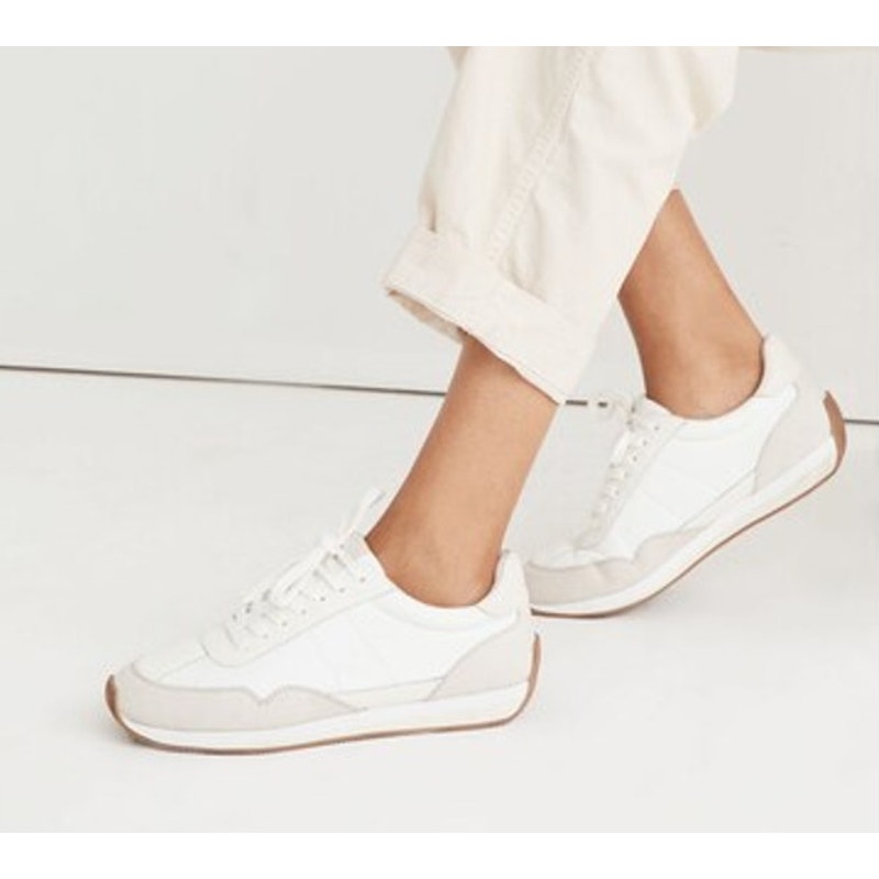 Madewell League Trainer Sneakers in Washed Nubuck Cream 7.5