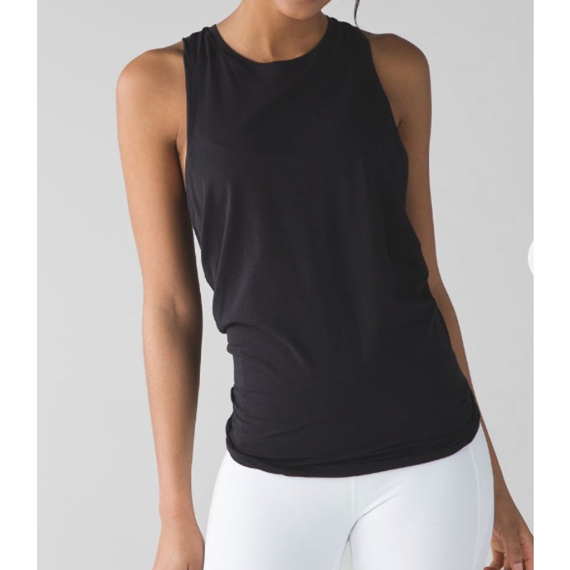 Lululemon All Tied Up Pima Cotton Workout Tank Top Black Small