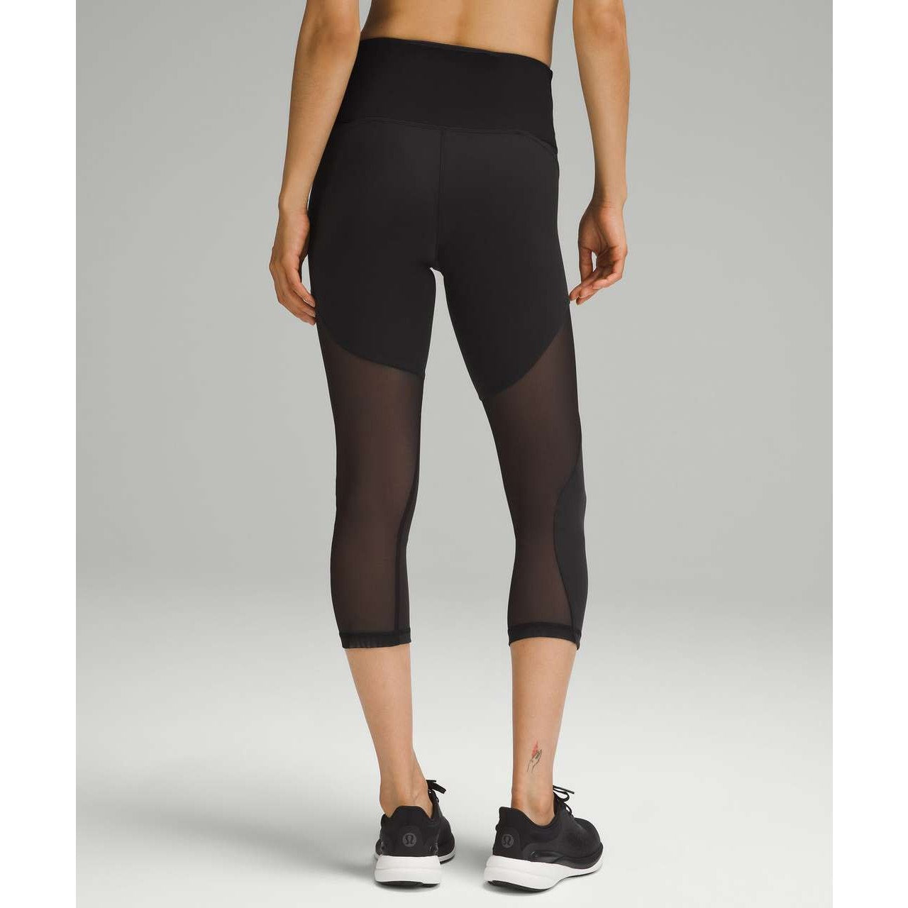 Lululemon Wunder Train Mesh Panel High-Rise Crop Leggings 21" Black 6