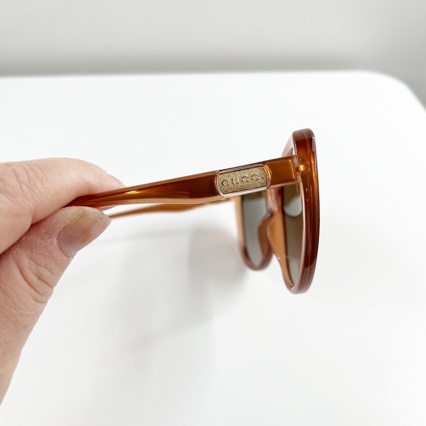 Gucci GG0789S Plastic Frame Brown Lens Butterfly Sunglasses