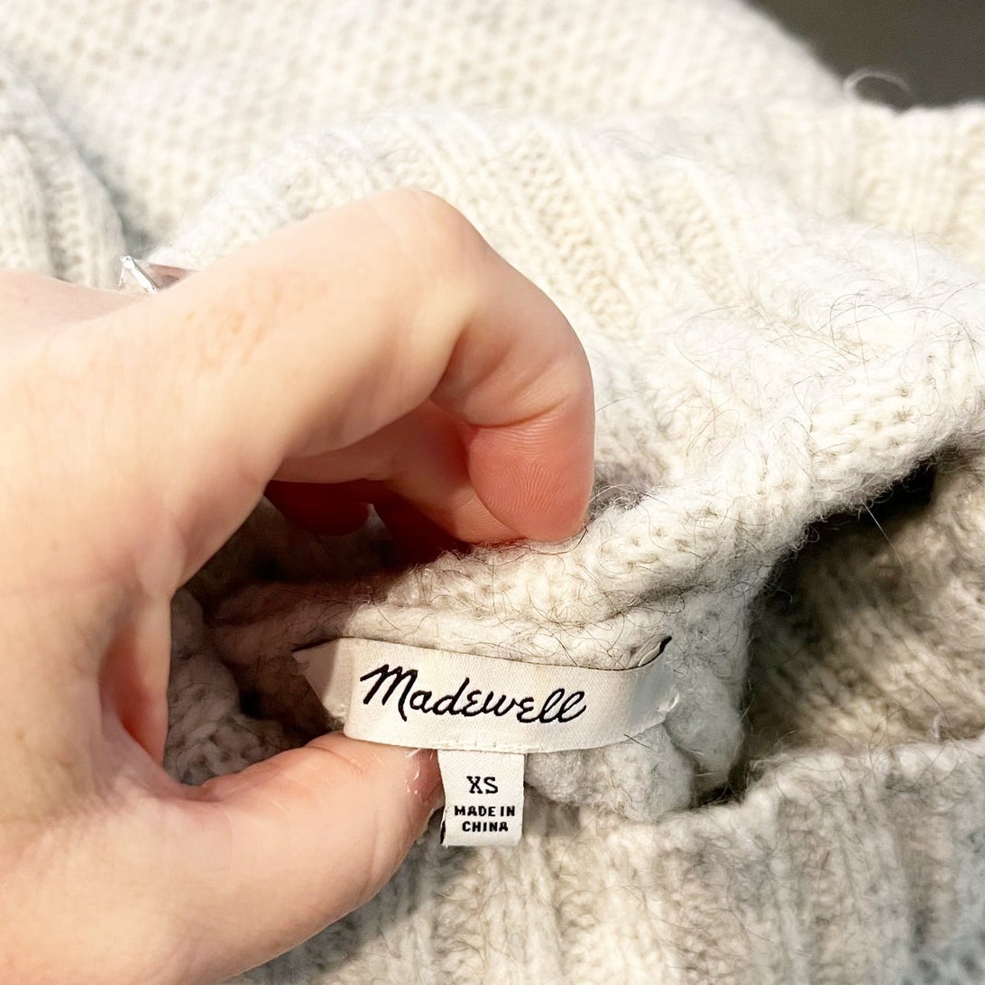 Madewell Snowbound Drawstring Turtleneck Pullover Sweater Gray XS