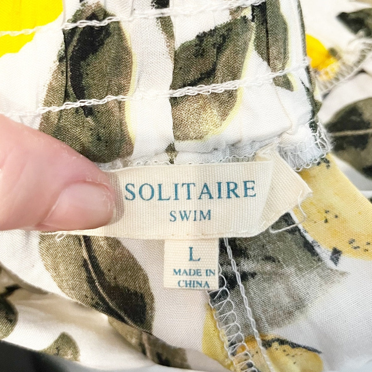 Solitaire Swim Lemon Print Pull On Beach Pants Yellow Green Large