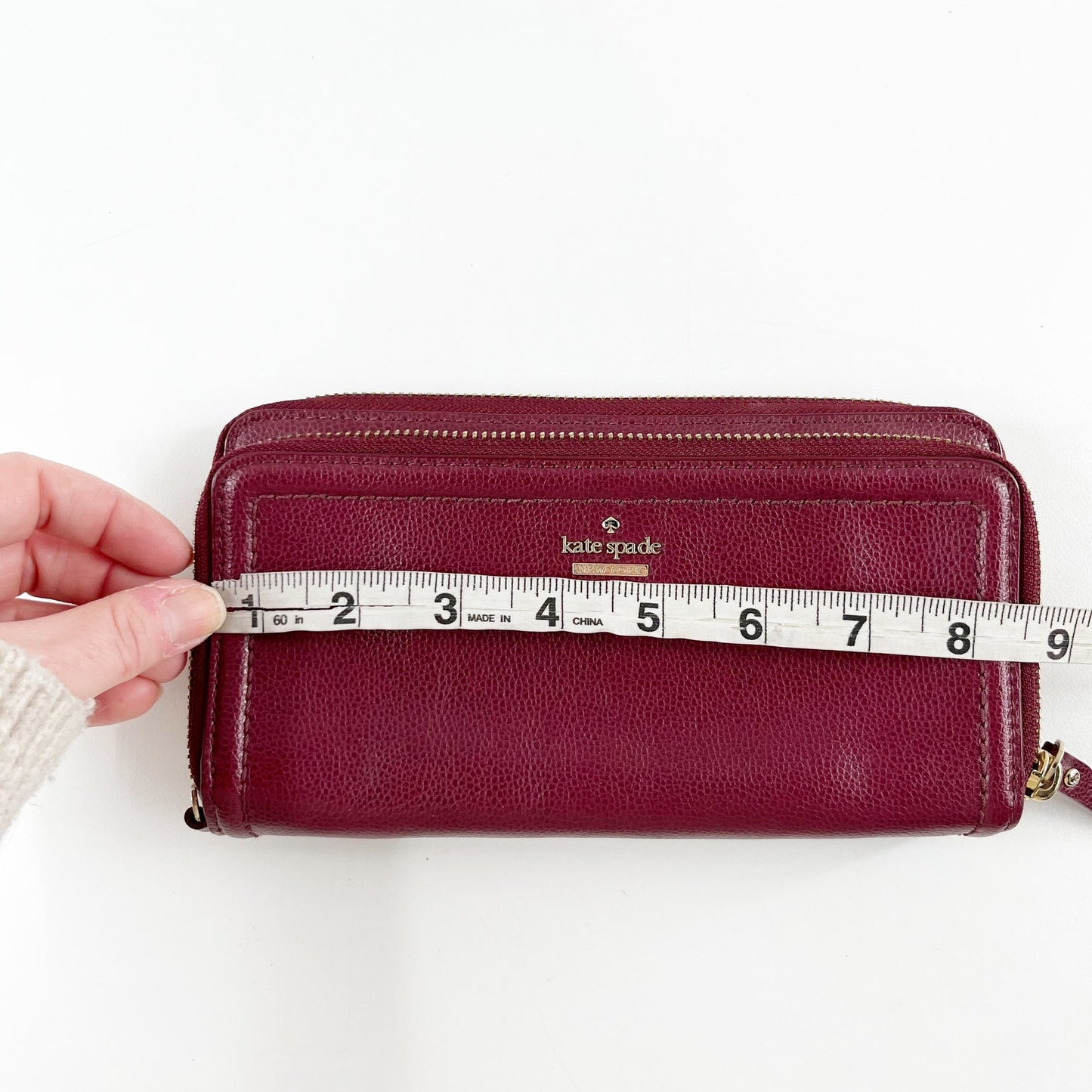 Kate Spade Jeanne Large Rectangle Double Zip Wallet Maroon Red