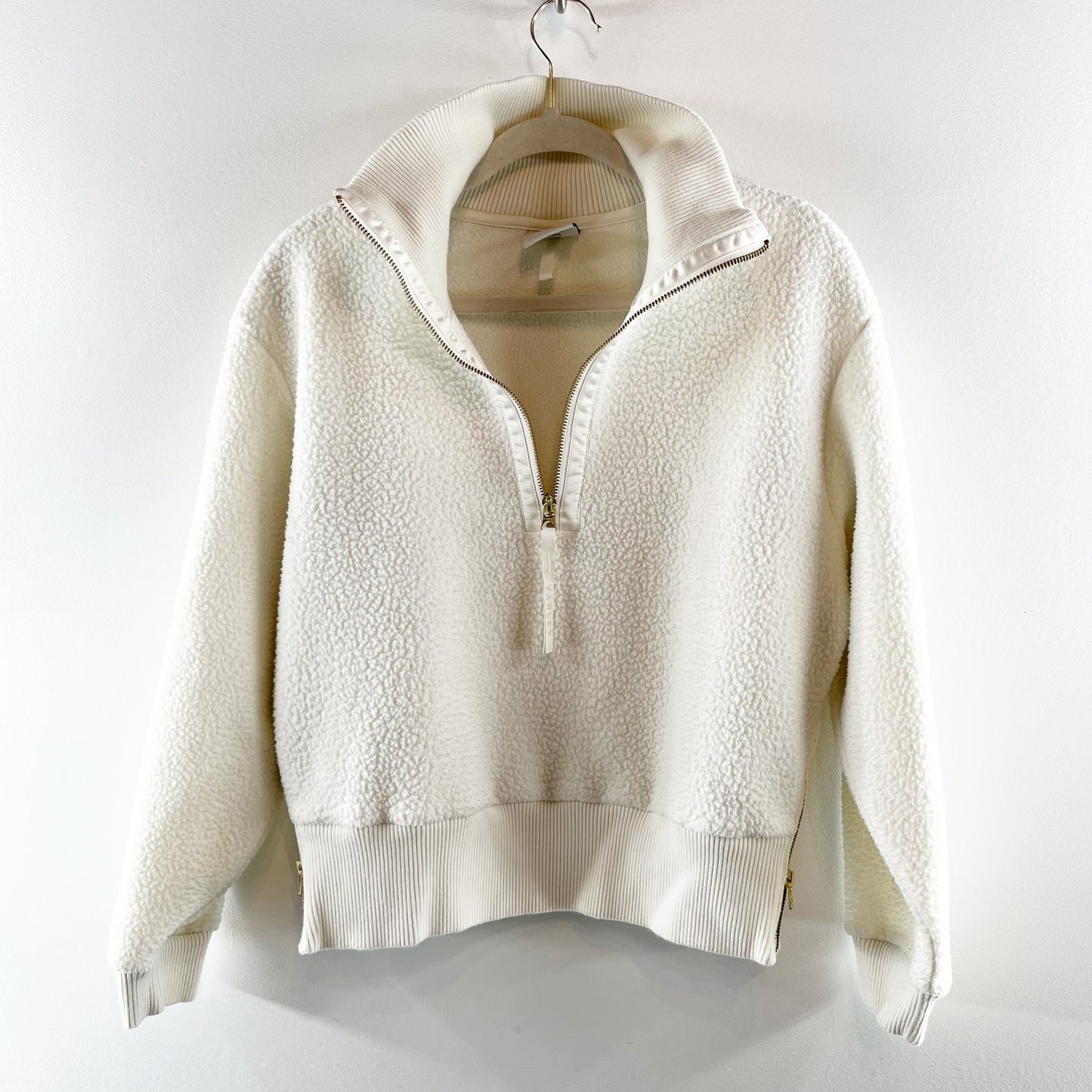 Varley Roselle Long Sleeve Pullover Half Zip Fleece Sweatshirt Cream Small