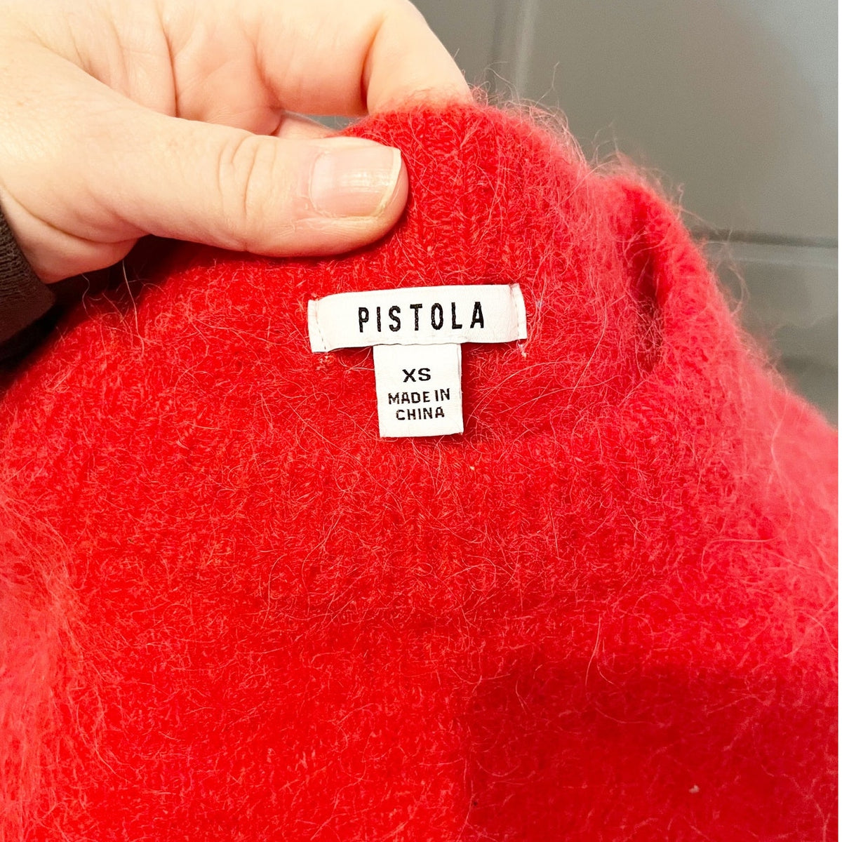 Pistola Micah Elbow Length Boxy Crewneck Sweater Ruby Red XS