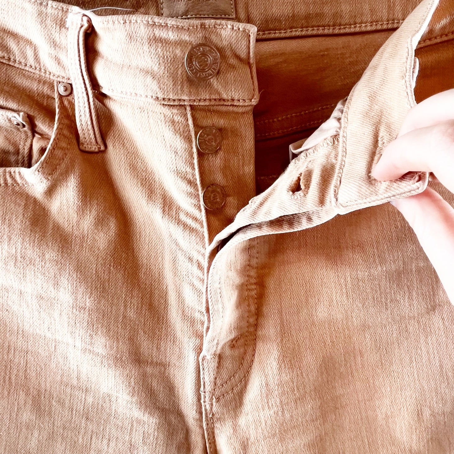 Mother The Tripper High Rise Ankle Straight Fray Hem Jeans Play Date Toasted Nut