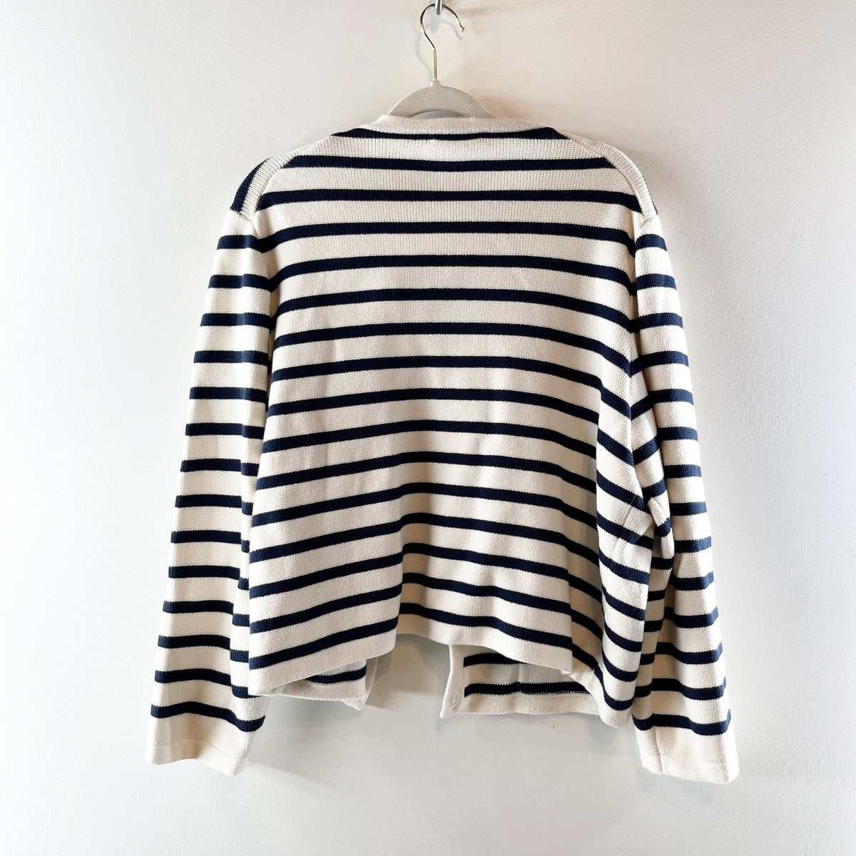 J. Crew Emilie Striped Long Sleeve Sweater Lady Jacket White Navy Blue 2X