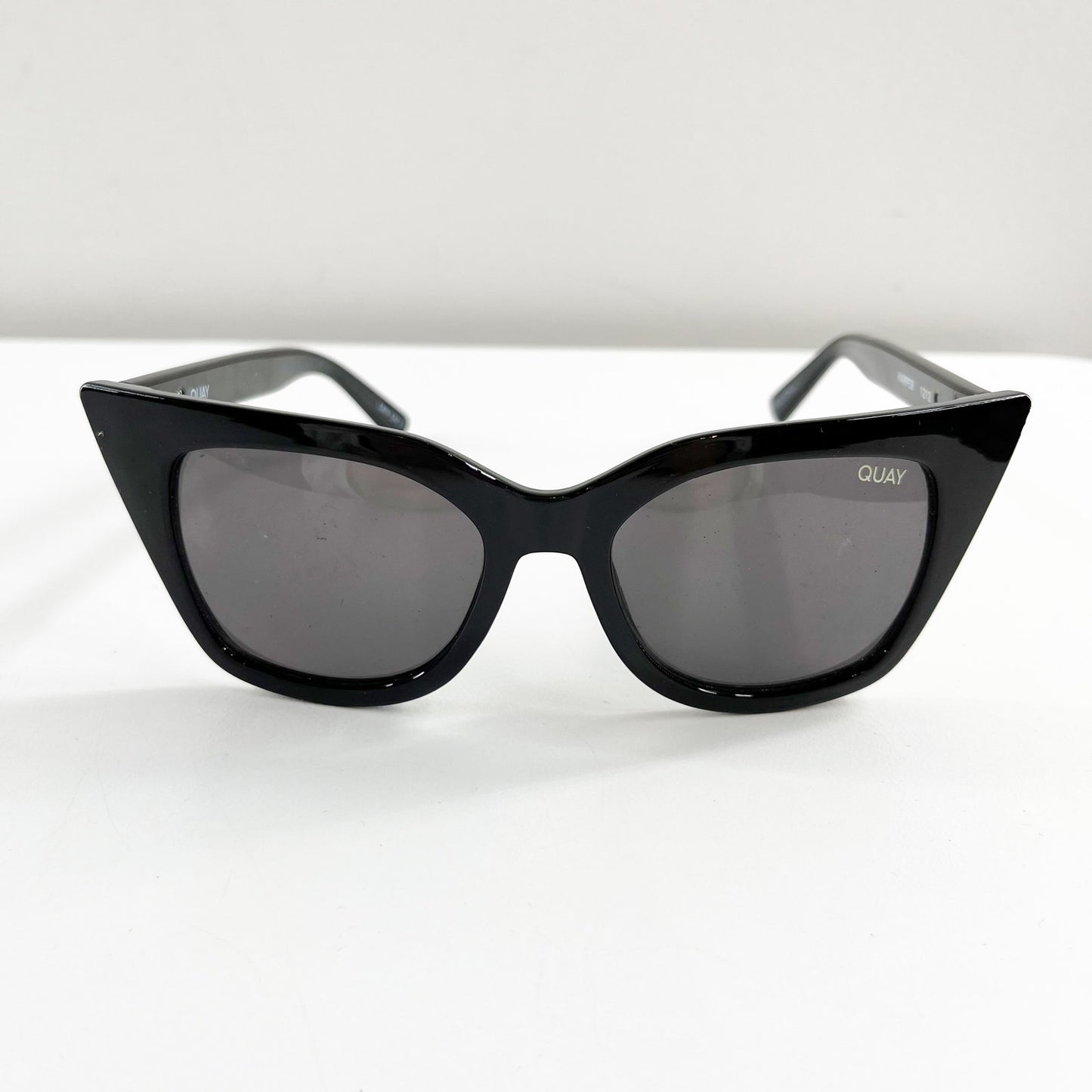 Quay Australia Harper Shiny Black Frame Smoke Lens Cat-Eye Sunglasses