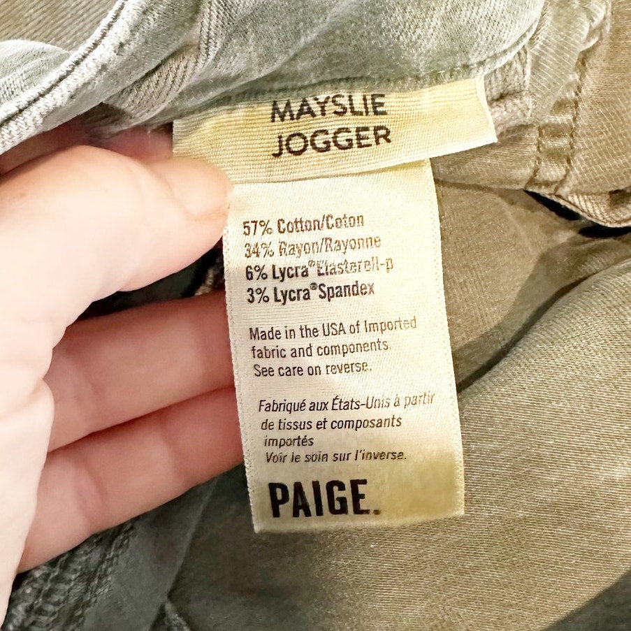 Paige Mayslie High Rise Cropped Jogger Pants Vintage Ivy Green 25 / 0