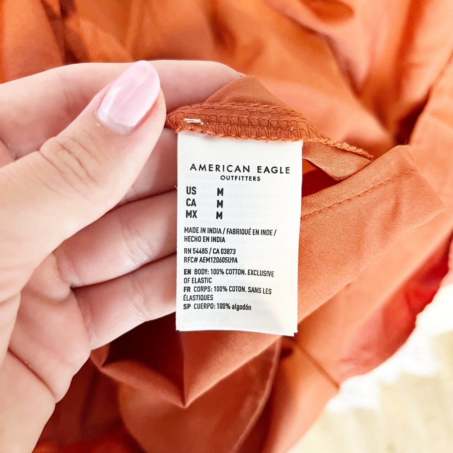American Eagle Strapless Ruched Poplin Midi Dress Terracotta Medium