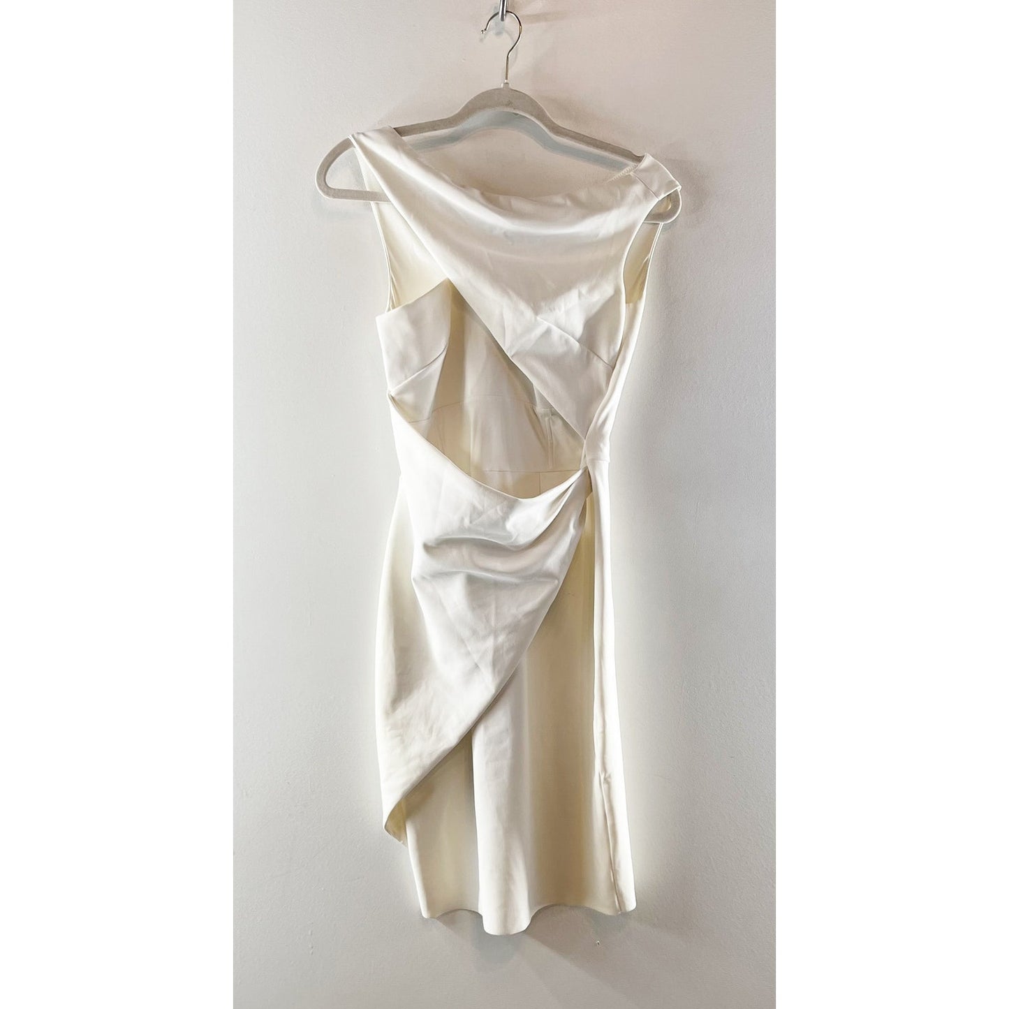Chiara Bona La Petite Robe Draped Boatneck Pencil Mini Dress White 42