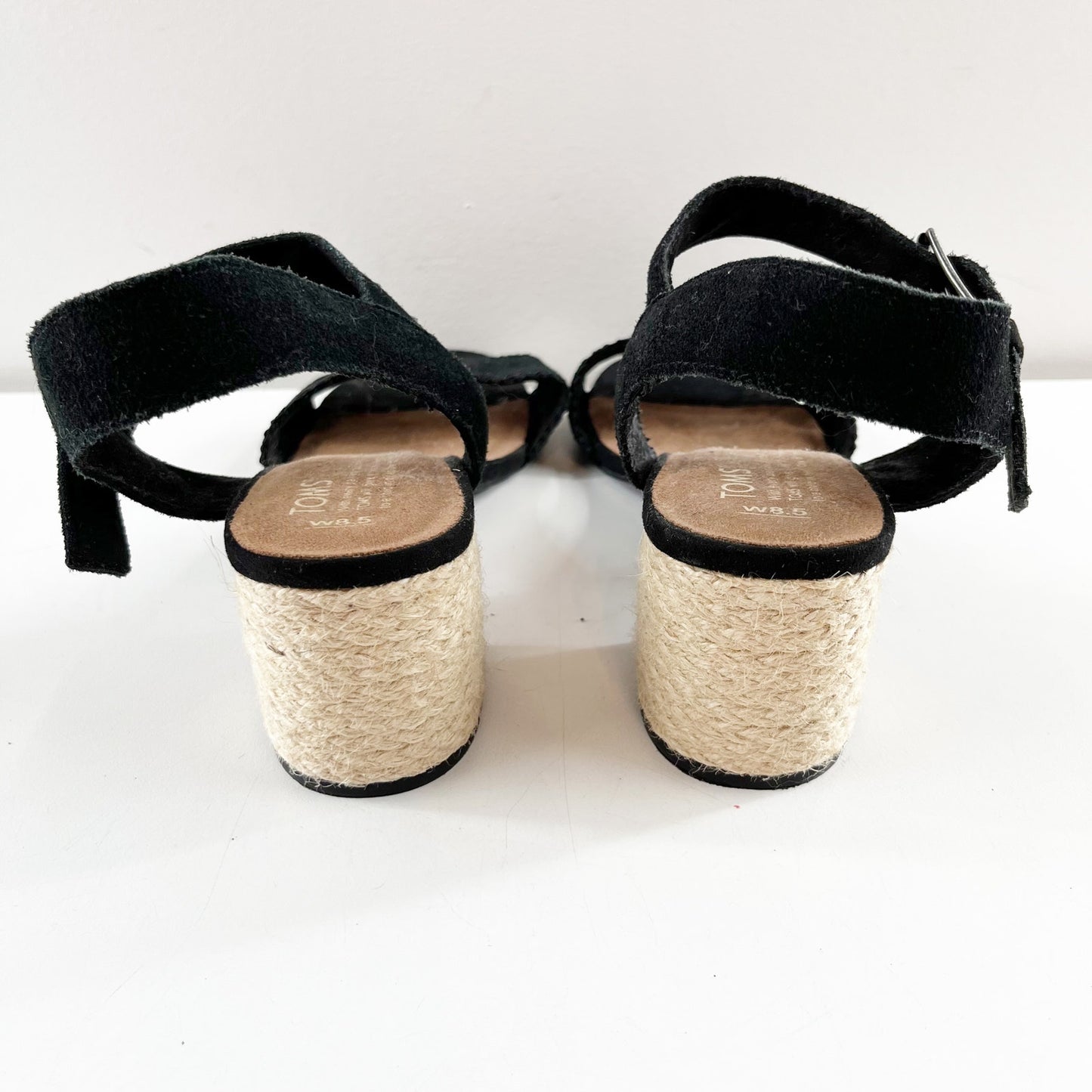 Toms Rosa Block Heel Espadrille Sandals Black 8.5