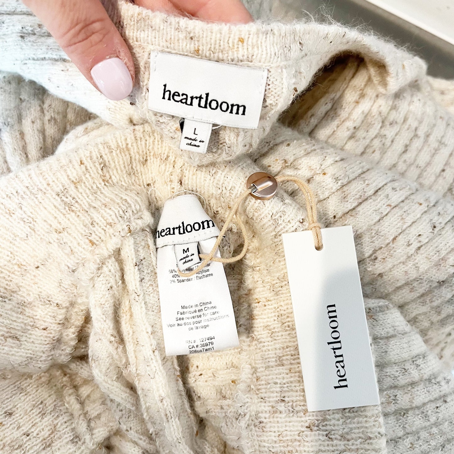 Heartloom Nikita Pant & Lilah Sweater Loungewear 2 Piece Set Oat Medium / Large