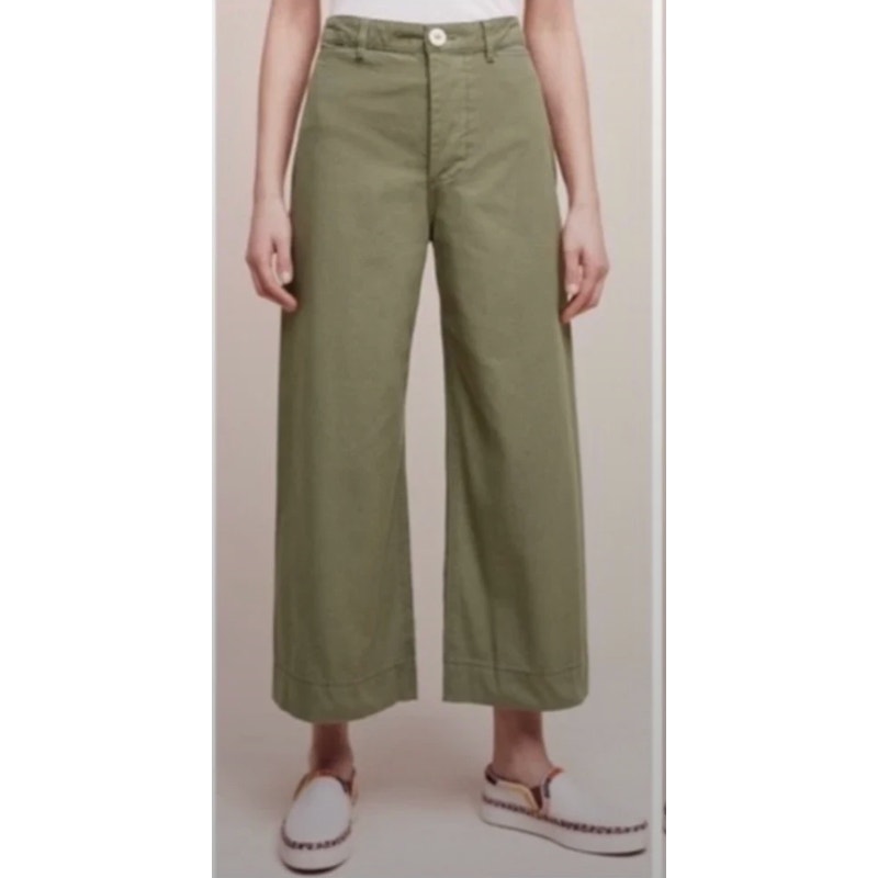 Pilcro and The Letterpress High Rise Logan Wide Leg Cropped Pants Green 29