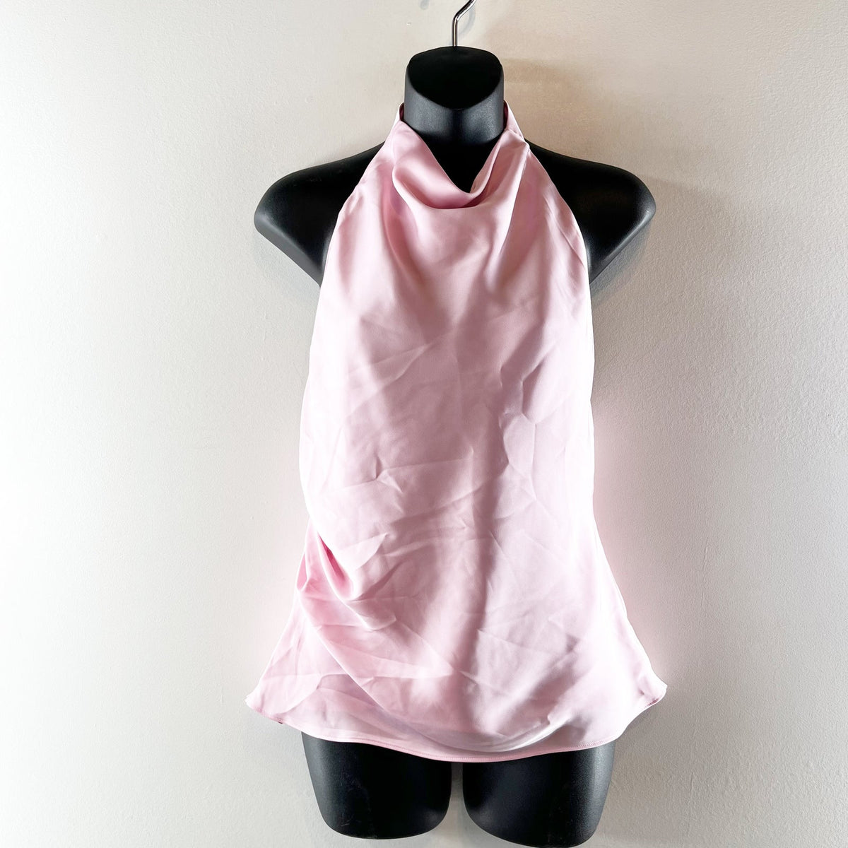 Aritzia Ten Audience High Neck Halter Satin Tank Top Milkshake Pink 4