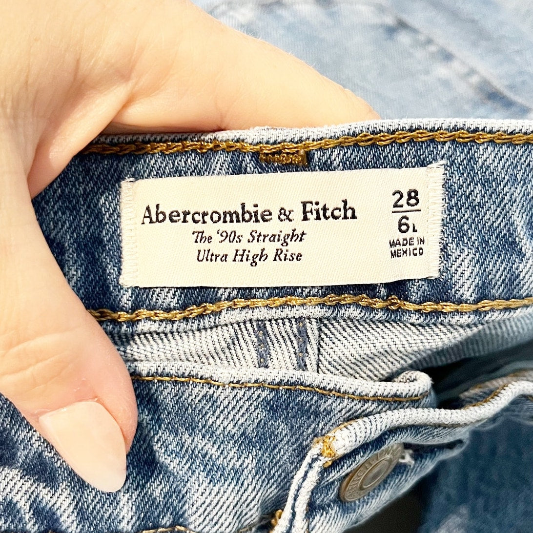 Abercrombie & Fitch 90's Straight Ultra High Rise Jeans Blue 6 Long