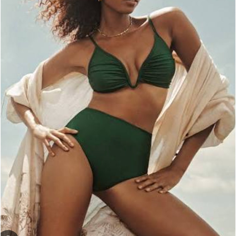 Zimmerman Wylie Plunge Underwire Bikini Top and High Waisted Bottoms Set Emerald