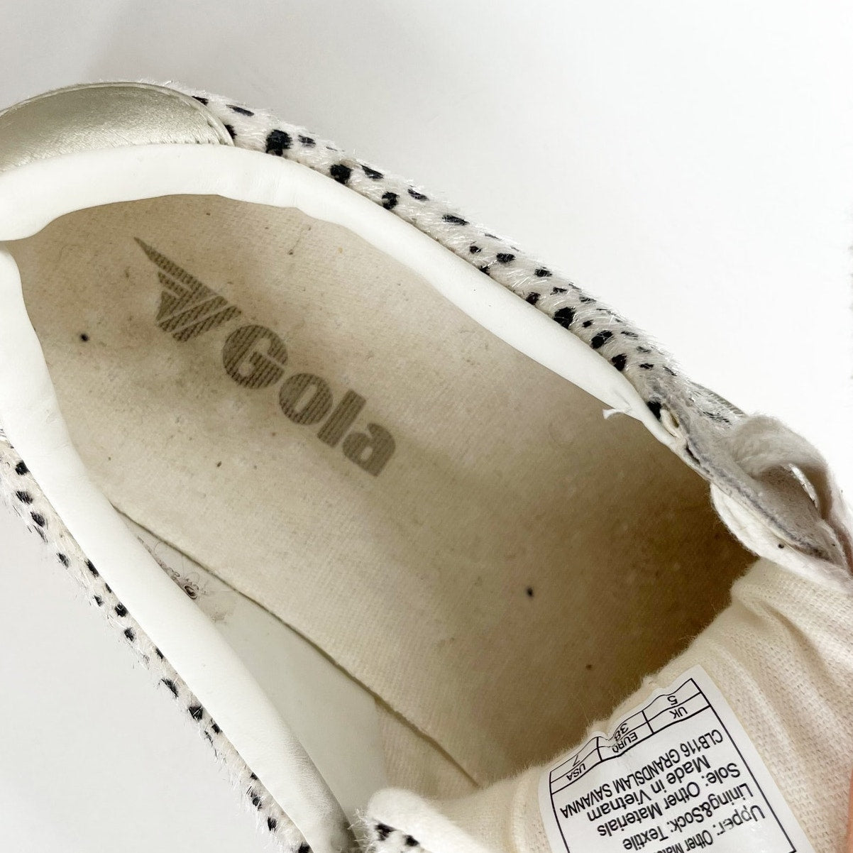 Gola Grandslam Savanna Spotted Lace Up Low Top Sneakers White Gray 7