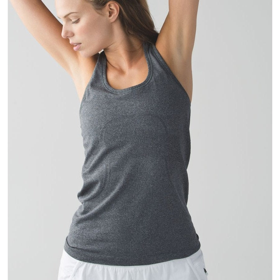 Lululemon Athletica Swiftly Tech Racerback Tank Top Heathered Black Gray 8