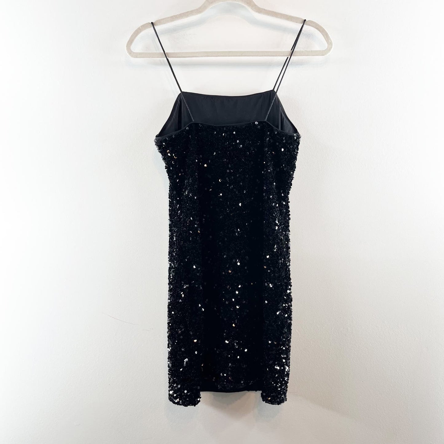 H&M Square Neck Sequin Slip Mini Dress Black Small