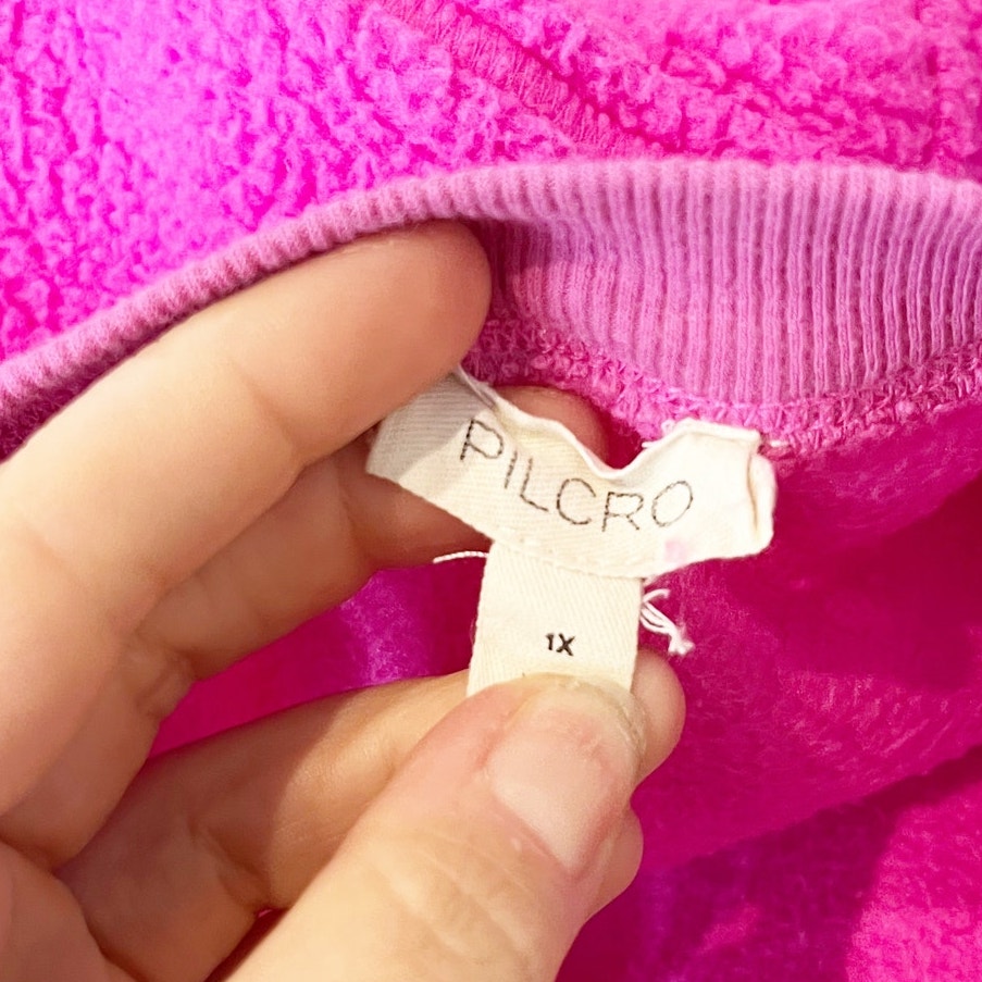 Pilcro Crewneck Sherpa Fleece Long Sleeve Sweatshirt Pink 1X