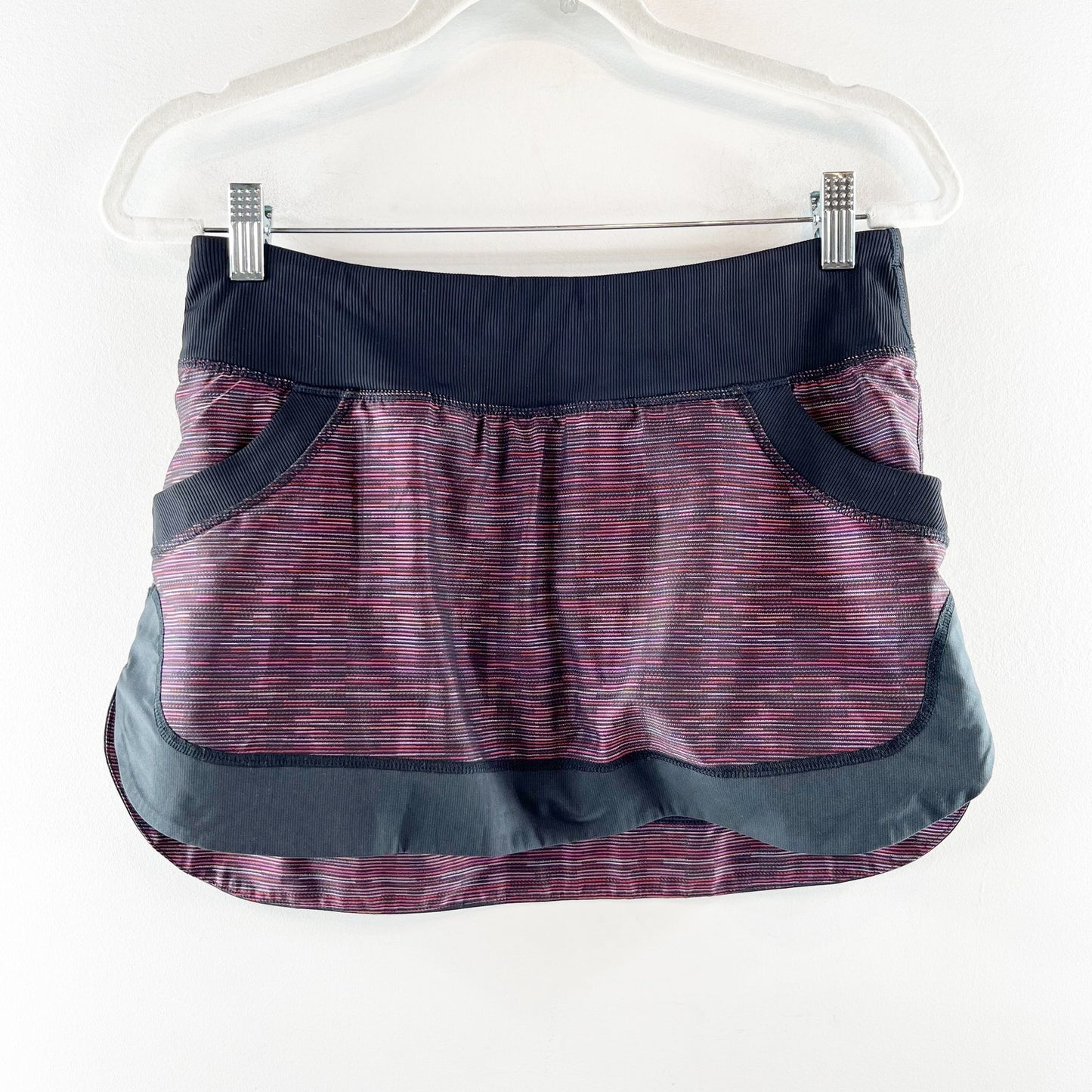 Lululemon Run For All Mini Tennis Skirt Skort Plum Burgundy Space Dye Black 6