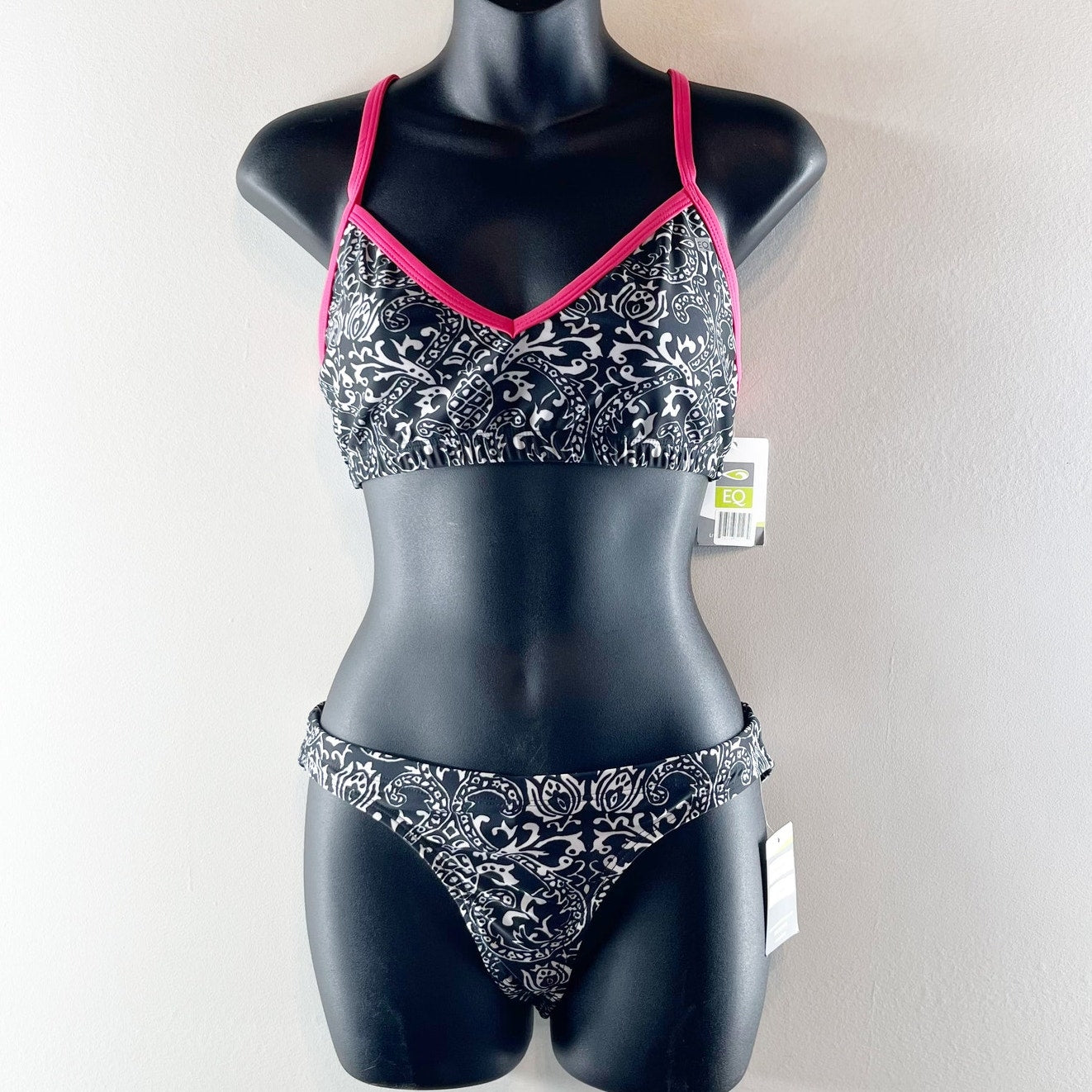 EQ Swimwear Passion Bikini Top & Maverick Bikini Bottom Tahitian Black Floral XL