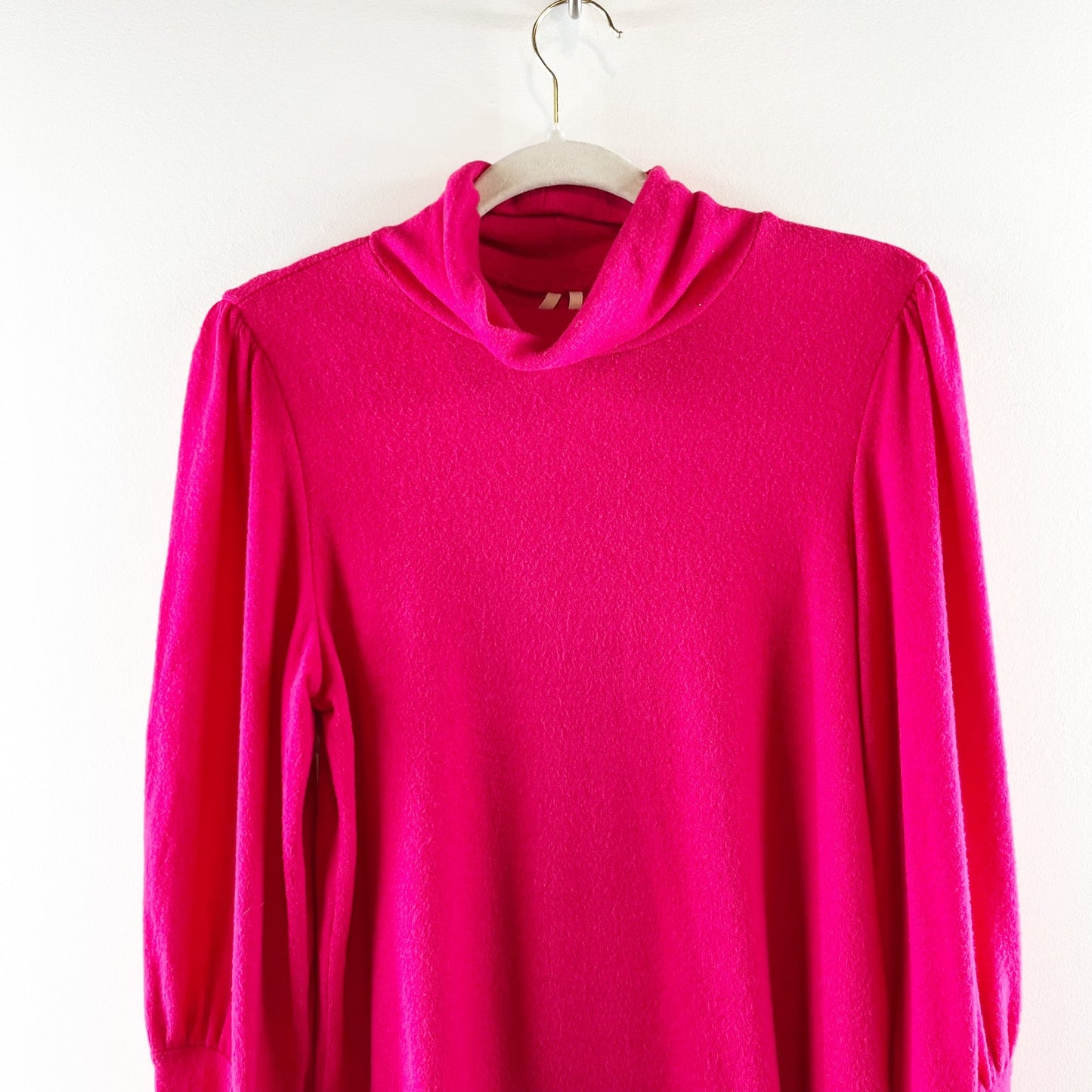 Anthropologie Puff Long Sleeve Turtleneck Top Pink Medium