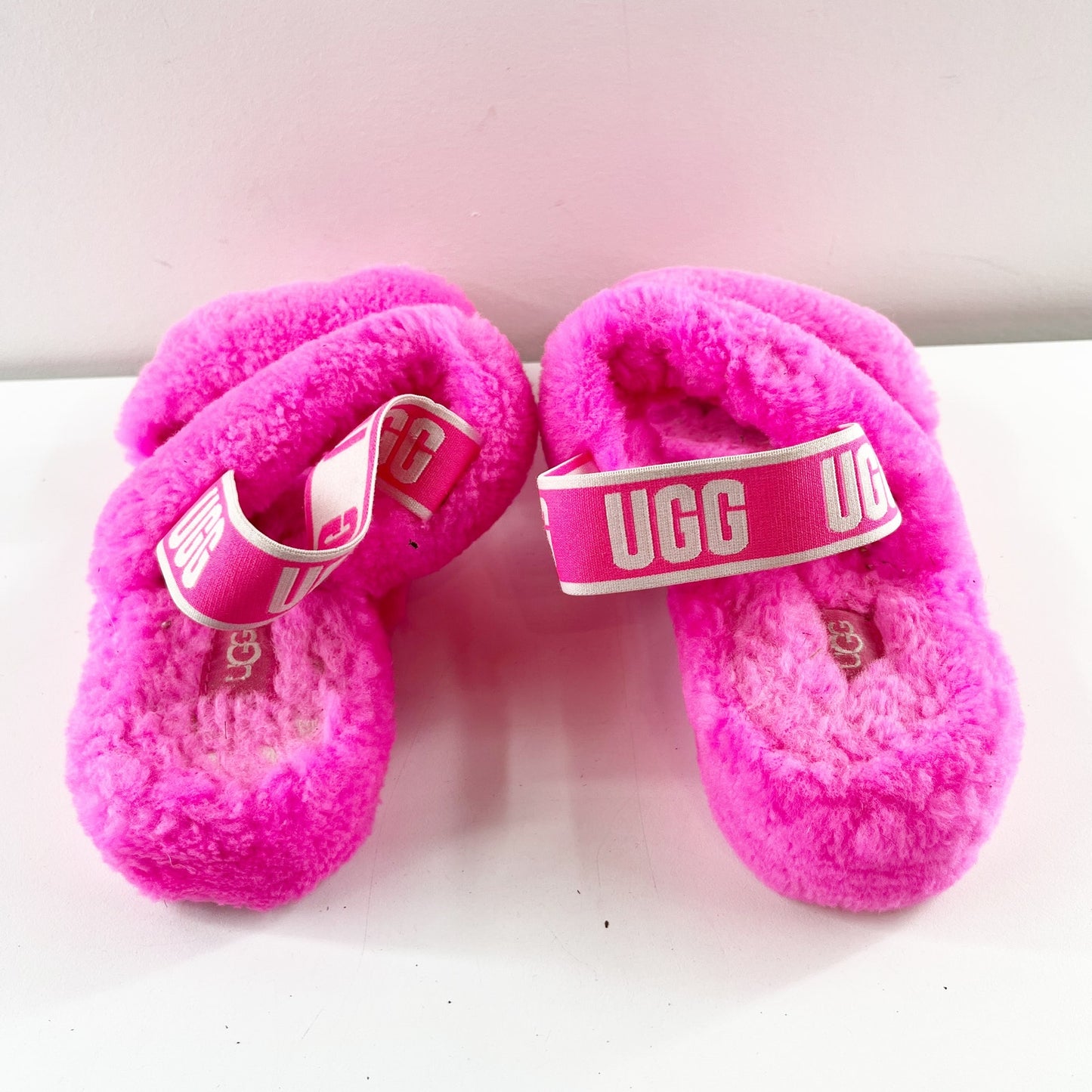 UGG Sherpa Oh Yeah Double Strap Slide Sandal Slippers Hot Pink 7