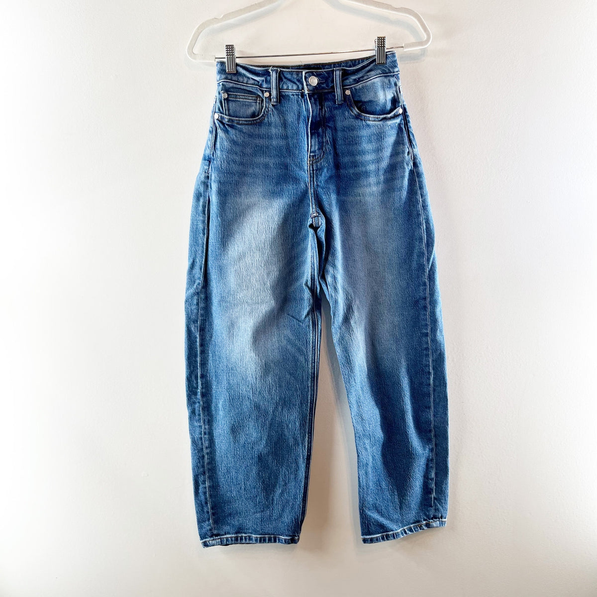 Quince Bella Stretch High Rise Barrel Jeans Organic Cotton Atlantic Blue 26