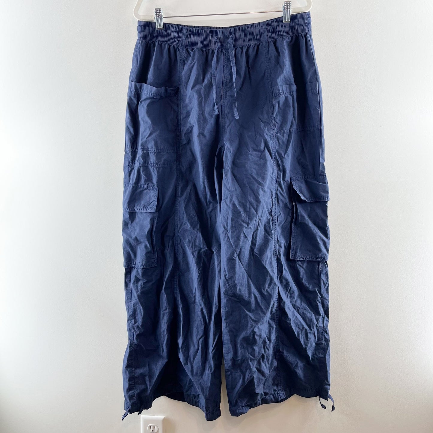 Aerie High Rise Baggy Cargo Wide Leg Pants Navy Blue Large