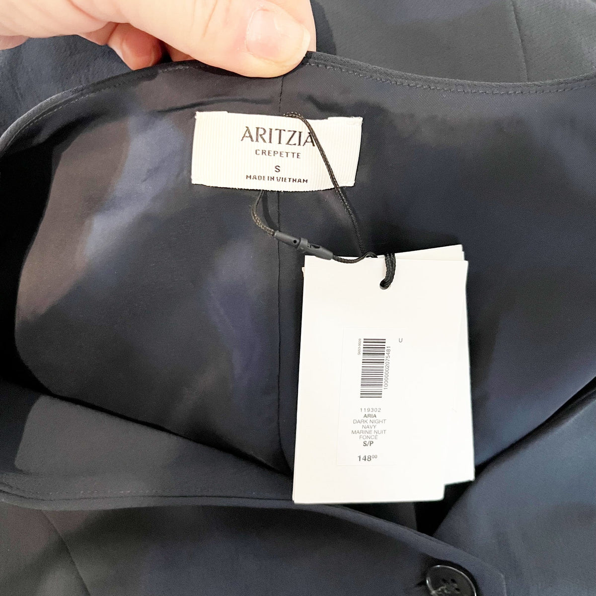 Aritzia Aria V-Neck Navy Crepette Mini Dress Blue Small