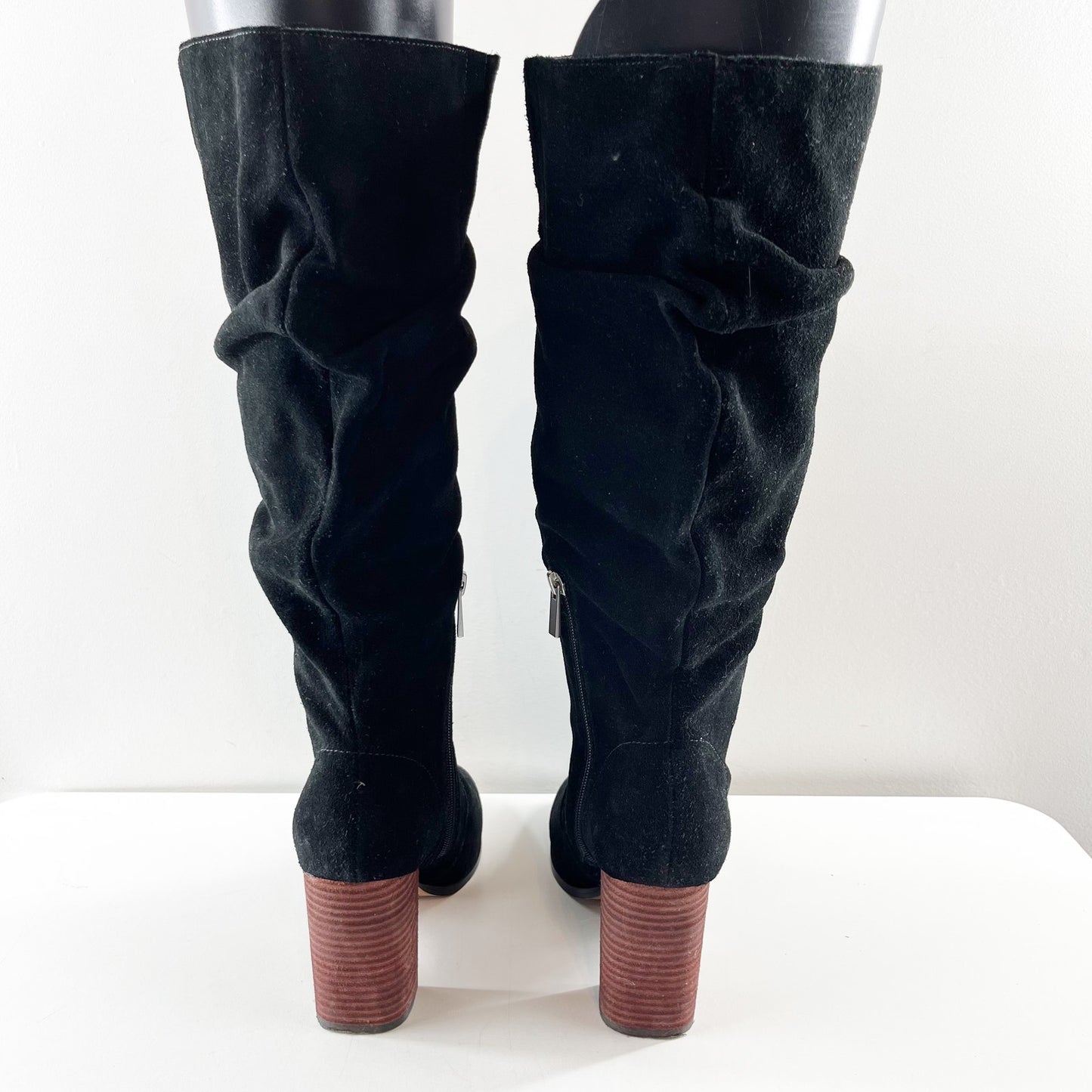 Splendid Gladis Scrunch Knee High Slouch Square Toe Suede Boots Black 8