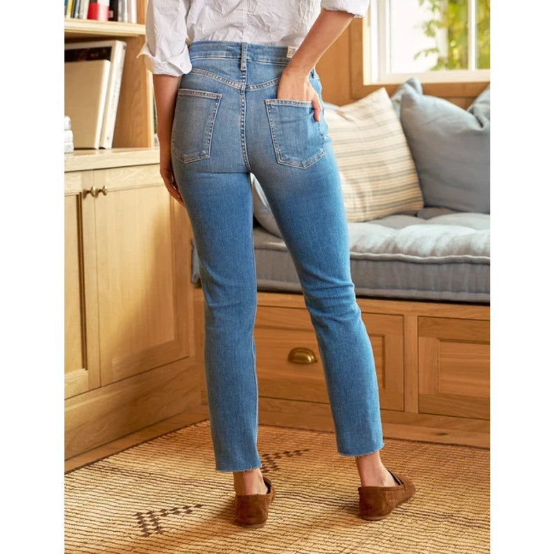 Frank & Eileen Derry Italian Dream Denim Frayed Hem Slim Sraight Jeans Blue 29
