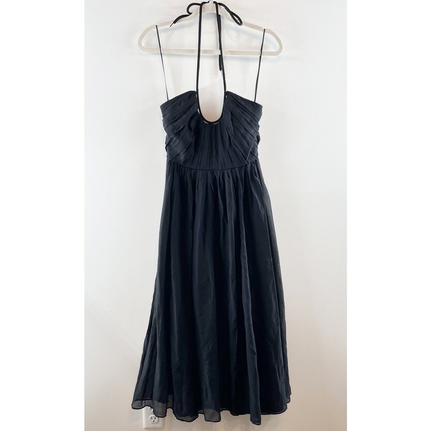 La Ligne Rosemary Sleeveless Halter Neck Fit & Flare Midi Dress Black XS