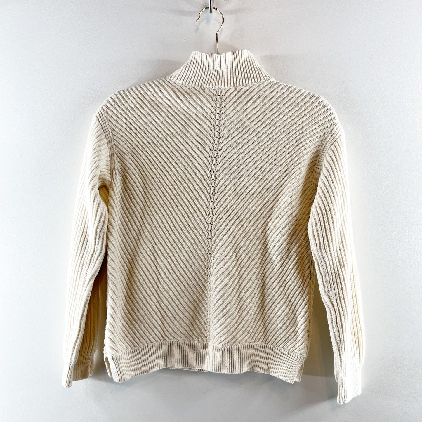 Marine Layer Skylar Mock Neck Knit Wool Blend Pullover Sweater Cream XS