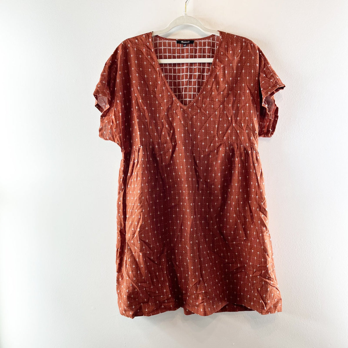 Madewell Jacquard Dolman Tunic Mini Dress Redwood Red Medium