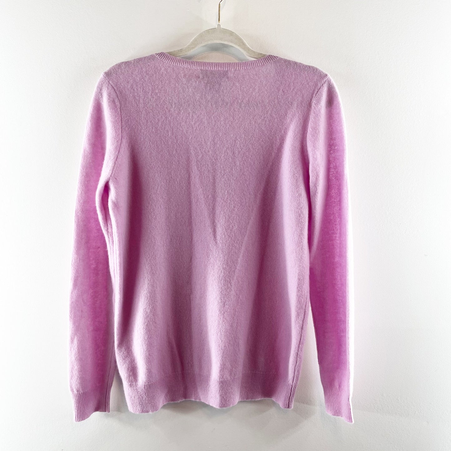 C by Bloomingdales 2-Ply Cashmere Long Sleeve V-Neck Pullover Sweater Pink L