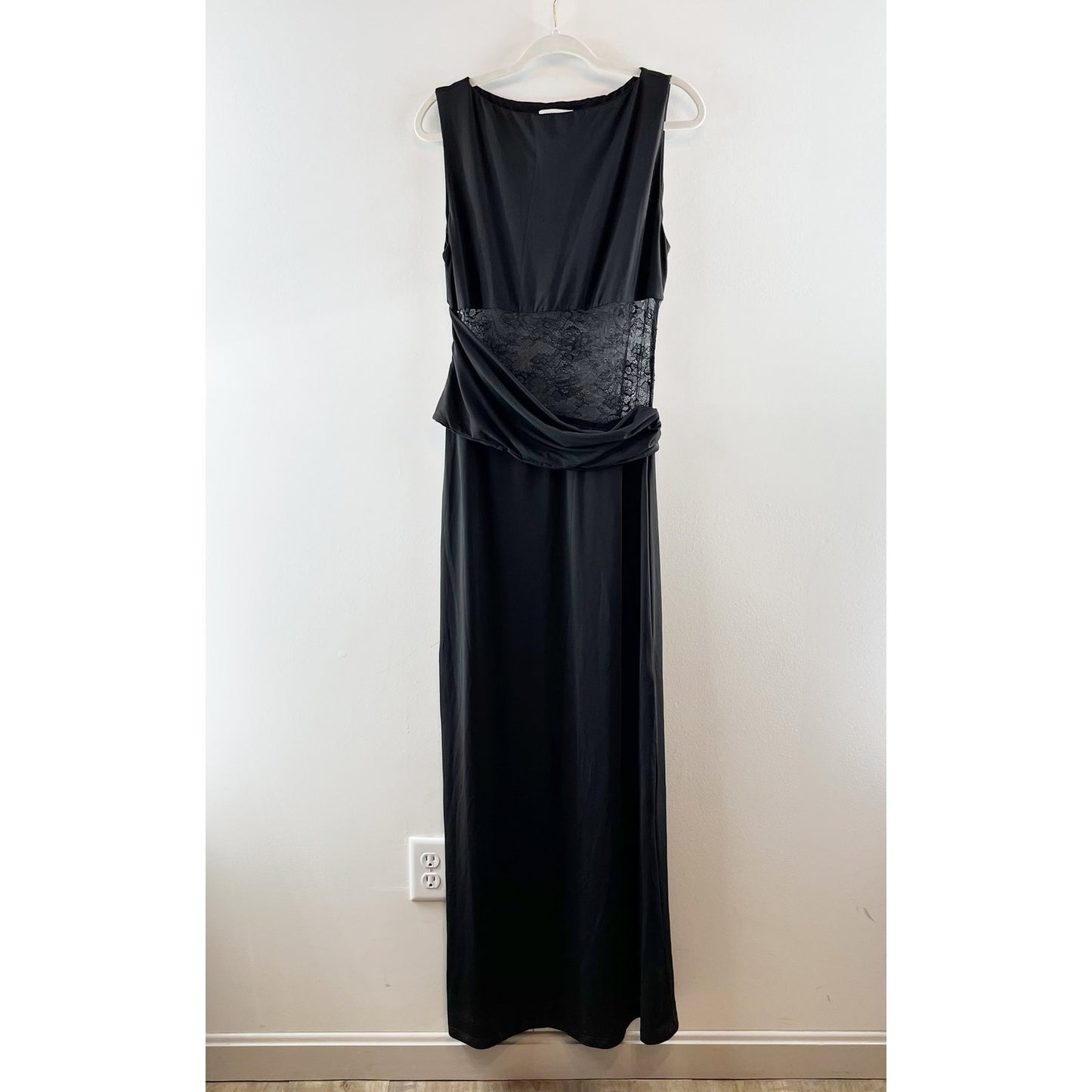 Peppermayo Karma Sheer Lace Panel Maxi Dress Black 12